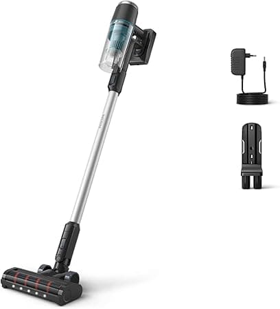 Philips Cordless Vacuum Cleaner 3000 Series, Integrated Handheld Vacuum Cleaner, Digital Motor, Precision and LED Nozzle, 60 Minutes Runtime, Removable Battery, PowerCyclone 8 Technology (XC3032/01)