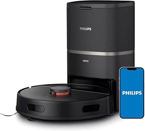 Philips Homerun Series 3000 Robot Vacuum Cleaner with Wiping Function, Ultra Strong Suction Power 4,000 Pa, Laser Navigation, 200 Minutes Runtime, Vacuum Cleaner with Suction Station, for Carpets &