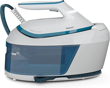 Philips PerfectCare Steam Generator 6000 Series - 2400 W, 500 g Steam Boost, 6.5 Bar Pressure, OptimalTEMP Technology, 1.8 Litre Tank, White/Blue (PSG6022/20)